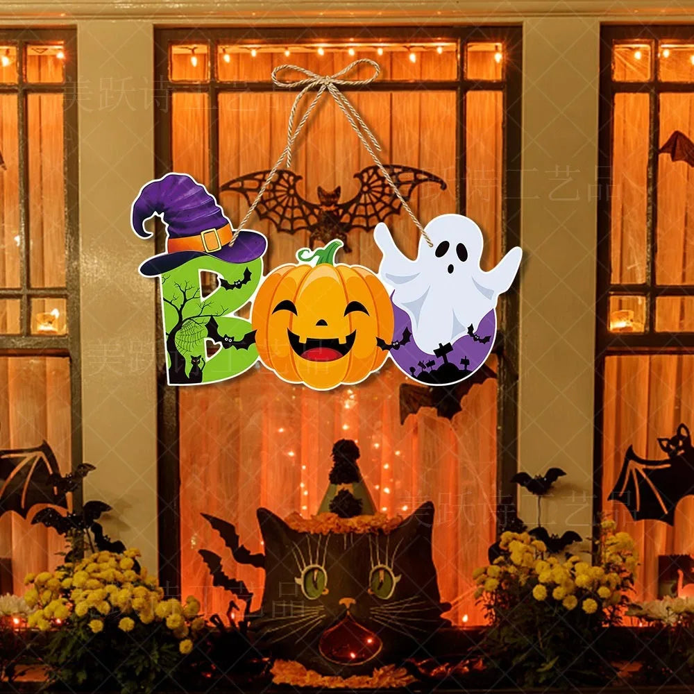 Halloween Door Hanging Pendants Pumpkin Skull Spooky Bat Paper Drop Ornaments Trick Or Treat Happy Halloween DIY Party Decor