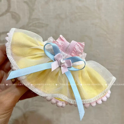 Bow Dress For 17cm Ropa Labubu Mini Doll Clothes Matching Pearl Hair Accessory Fahion Style Labubu V2/V3