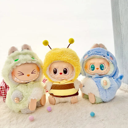 Labubu Doll Clothes Penguin Shark Bee Dinosaur Onesie - Cute Animal Jumpsuit for 17cm Pullip Blythe OB11 BJD