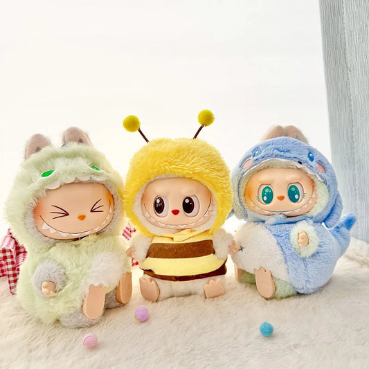Labubu Doll Clothes Penguin Shark Bee Dinosaur Onesie - Cute Animal Jumpsuit for 17cm Pullip Blythe OB11 BJD