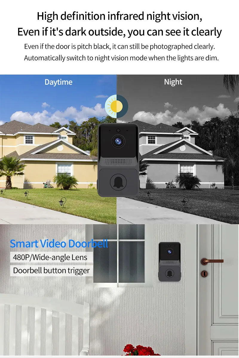 Wireless Doorbell WiFi Outdoor HD Camera Security Door Bell Night Vision Video Intercom Voice Change For Home Monitor Door Phone