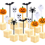20/50Pcs Halloween Toothpicks DIY Cupcake Topper Pumpkin Ghost Dessert Fruit Picks Sticks Halloween Party Decoration Supplies