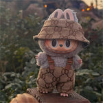 17cm For Labubu Doll Clothing Skirt Bowhair Accessory Set Retro Bib Pants Clothes Luxury Messenger Bag Shoes Set Sitting Party