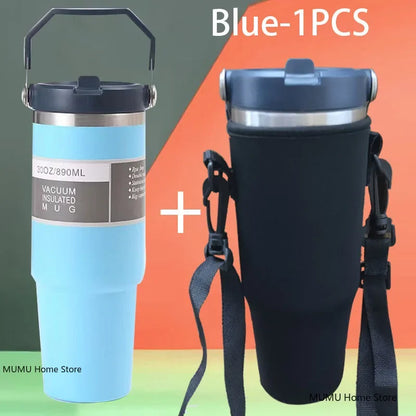 20oz/30oz Stainless Steel Thermos Mug With Straw Keeps Cold and Heat Thermal Mug Tumbler Outdoor Sports Thermal Water Bottle
