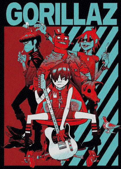 Virtual Anime Rock Band Gorillaz Poster Modern Music Album Cover Canvas Painting Wall Art for Club Living Room Home Decor Mural