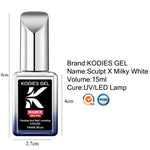 KODIES GEL Builder Nail Gel in a Bottle Milky Pink 15ML Brush on Builder Extension Gel Polish Soak Off French Manicure Hard Gel