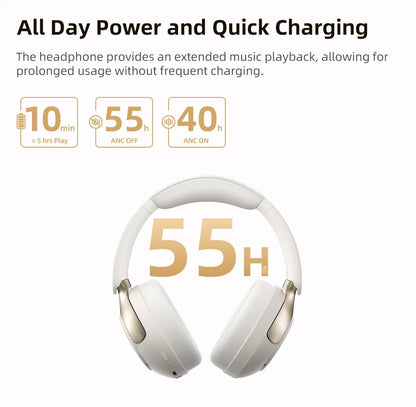 QCY H3 Pro ANC Wireless Headphone 50dB Noise Canceling Hi-Res Spatial Audio Earphone with LDAC Bluetooth 5.4 Over Ear Headset