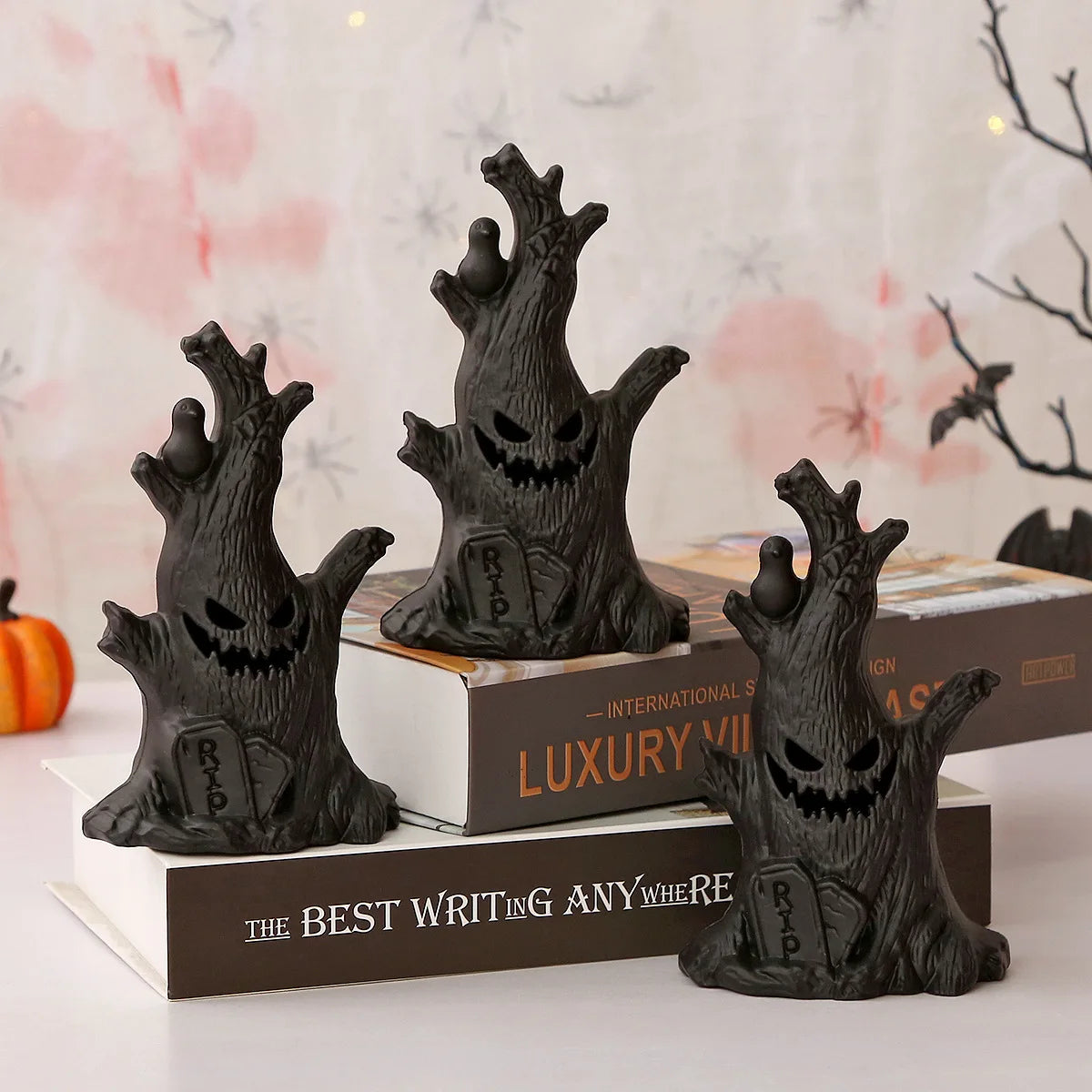 Halloween Decoration Ghost Tree Led Night Glow Ghost Lantern Ghost Face Tree Stump Lantern Festival Atmosphere Horror Decoration
