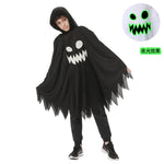 Halloween Kids Cosplay Costume White Black Luminous Ghost Luminous Face Cape Shawl Party Dress-Up Costume Boys Cape Girl Skirt