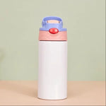 350ml Sublimation Straight Sippy Cup Flip Top Kids Bottle Stainless Steel Double Wall Water Tumbler with Straw Sippy Bottle