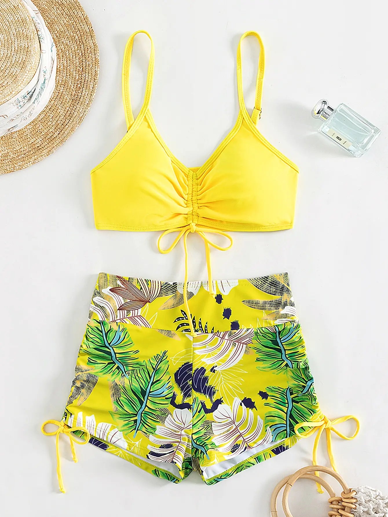 Bikiniset met hoge taille en trekkoord aan de voorkant (2025) - Damesbadkleding en strandkleding