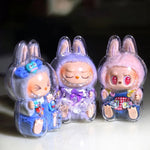 Transparent Macaron Doll Case For Labubu - Popmart Bubble Mart Storage Box, Dustproof Cover for Elf, Christmas New Year Gift