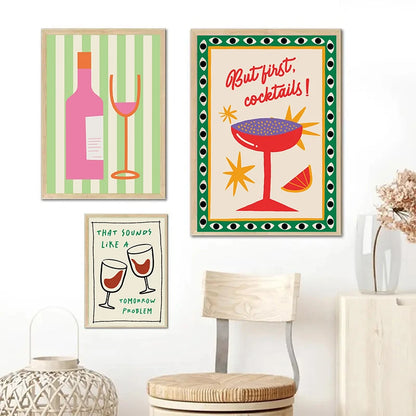 Vintage Cocktail Mojito Wine Club Bar Drinks Wall Art Canvas Painting Nordic Posters And Prints Wall Pictures For Living Room