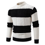 New Patchwork Mock Neck Knitting Sweater Men Fashion Striped Casual Knitted Pullovers Mens Autumn Winter Comfortable Knitwear