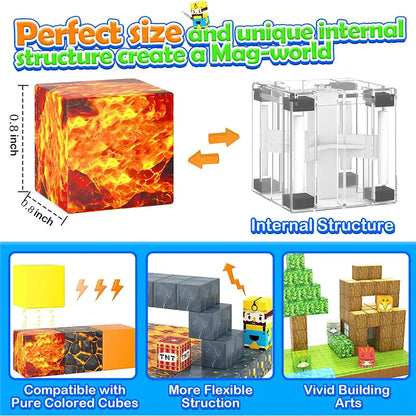 Magnetic Building Blocks Mine World Cube Magnet World Set for Kid Age DIY Model Children Stem Best Montessori Sensory Toy