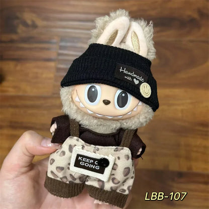 Cute Mini Plush Doll Clothes for 17cm Labubu Many Kinds of Overalls Clothes Accessories