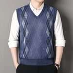 Cardigan Sweater Vests Men Autumn Winter Fleece Knitted Waistcoat Argyle Plaid Smart Causal Fashion Knit Sleeveless Sweater Vest