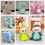 13CM Plush Doll Clothes for Labubu Doll's Clothes 6-Piece Set Dinosaur Animal Suit with Hat Outfit Accessories Dolls Clothing