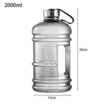 2L PETG Large Capacity Water Bottle Training Sports Workout Drink Bottle Shaker Bottle With Handle Outdoor Gym Gallon Bottle