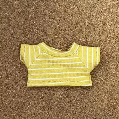 Doll'S Clothes Outfit Accessories For 15-17cm Labubu and 10cm cotton doll Solid color stripes T-shirt top short pants Clothing
