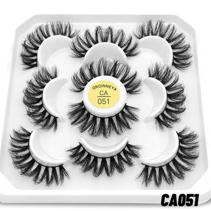 GROINNEYA 5/7 pairs Eyelashes 3D Natural False Lashes Fluffy Soft Cross Manga Lashes Wispy Natural Eyelash Extension Makeup