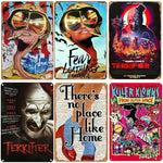 1PC Halloween Metal Sign Horror Movie Theme Shabby Iron Painting Tin Signs Wall Art Man Cave Film Theater Club Home Decoration