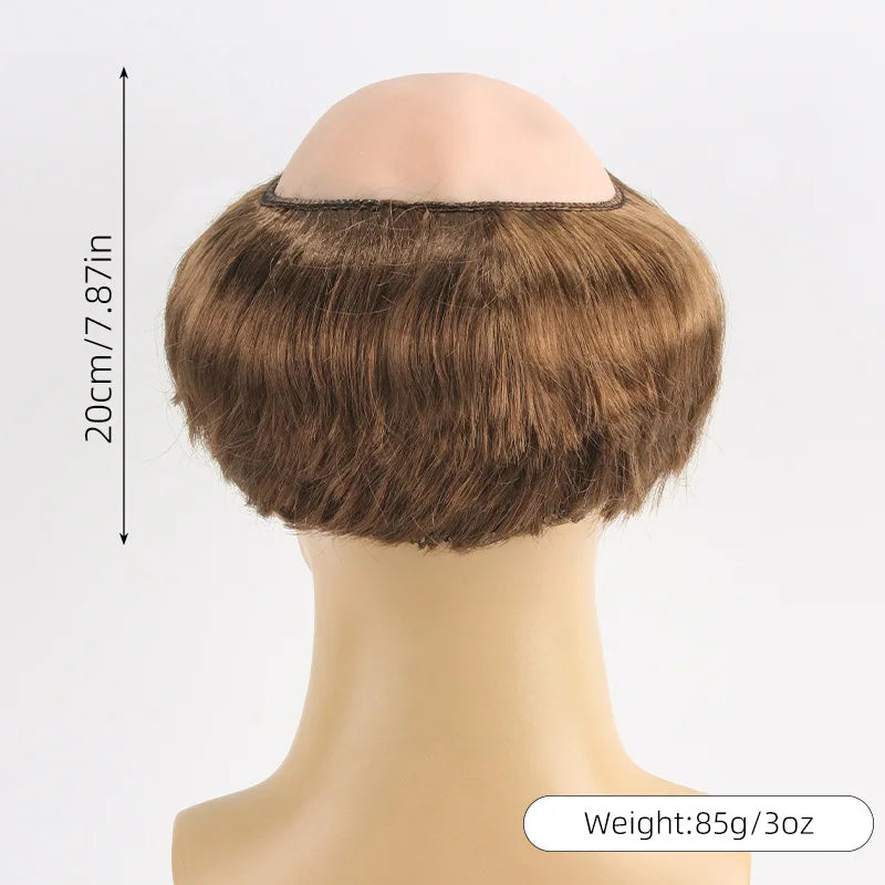 Funny Cosplay Bald Head Wig Monk Wig Novelty Brown Bald Cap Children Adult Monk Costume Wig Suitable for Halloween Cos Wigs