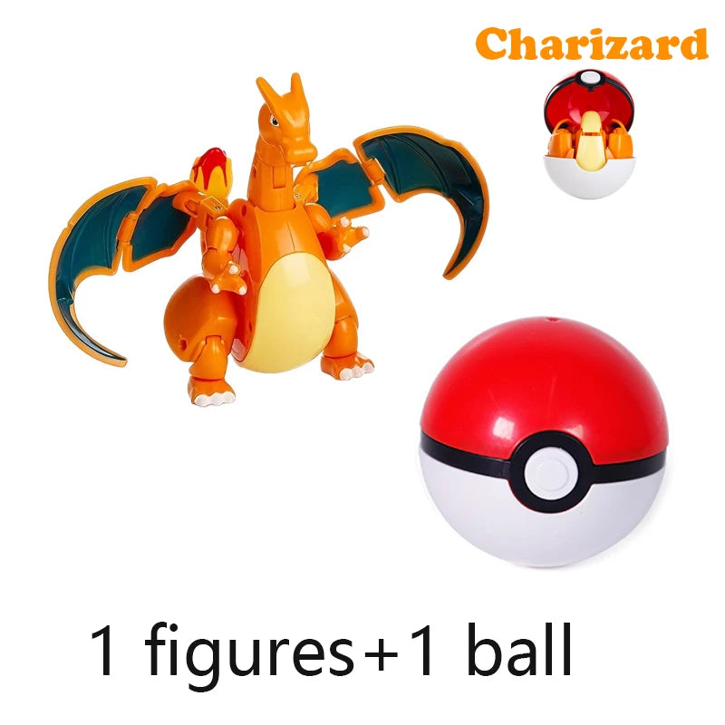 Pokemon Ball Toys Anime Figure Charizard Pikachu Mewtwo Eevee Monster Action Deformation Pokeball Toys Figures Model Kids Gifts