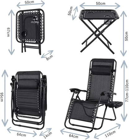 Ensemble de chaises longues pliantes Homfa avec table