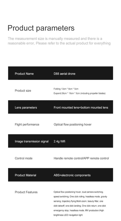 Xiaomi D88 Drone HD 8K Dual Camera Professional Aerial Photography Optical Flow Hovering Gesture Shooting Folding Quadcopter ﻿