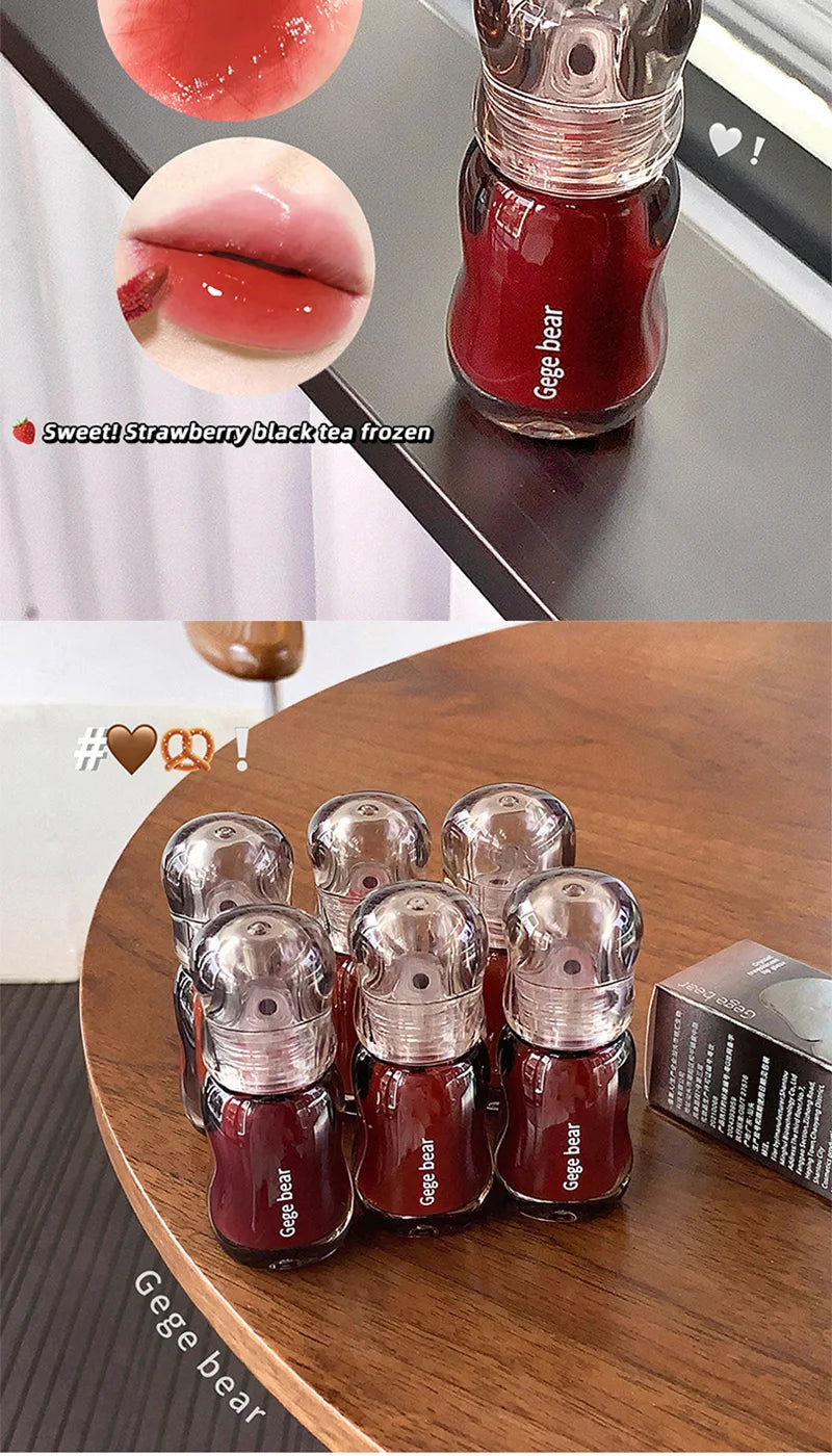 Gege Bear Crystal Gloss Lip Tint — Autumn/Winter Hydrating Formula, Mirror-Gloss Finish, Youthful Plumping Effect