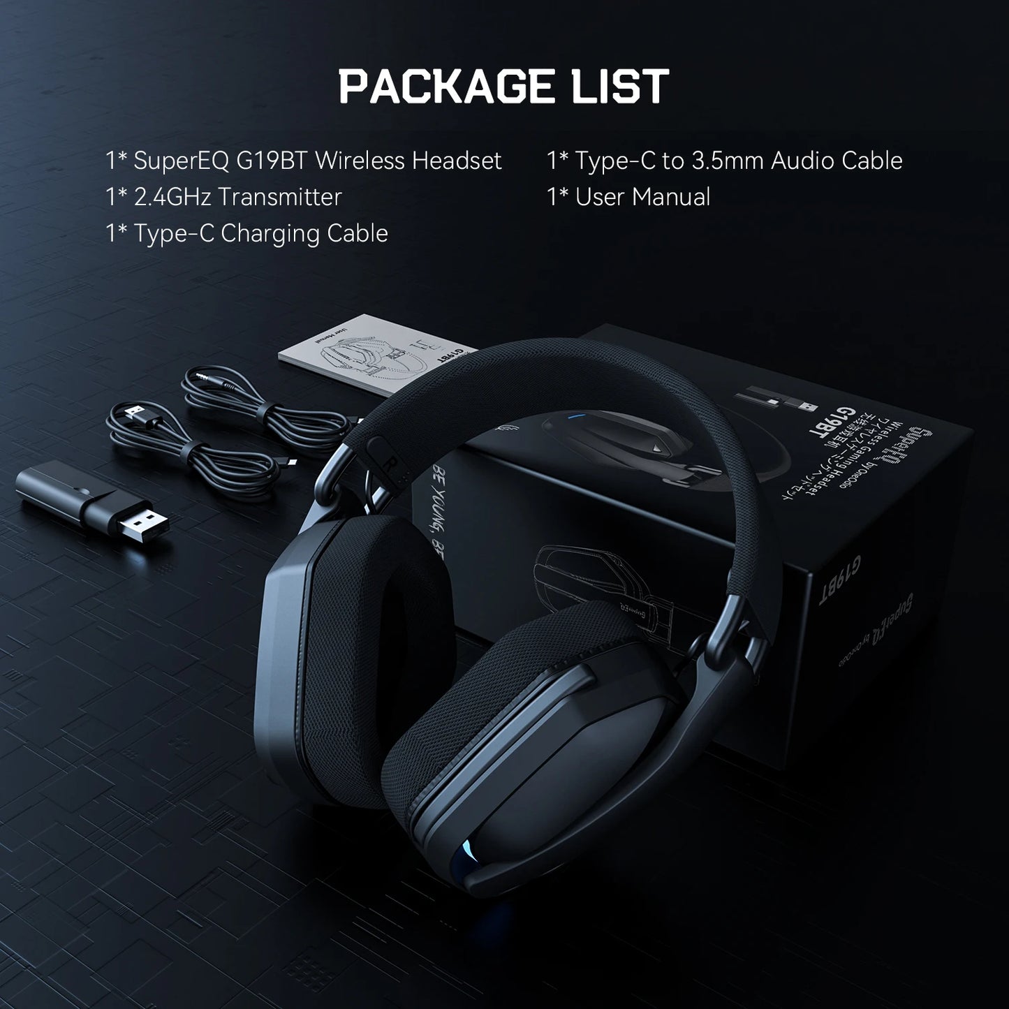 Oneodio G19BT 2.4G Wireless Gaming Headset With Mic USB/type C Transmitter Over-Ear RGB Headphones for PS5/PS4/PC /phone