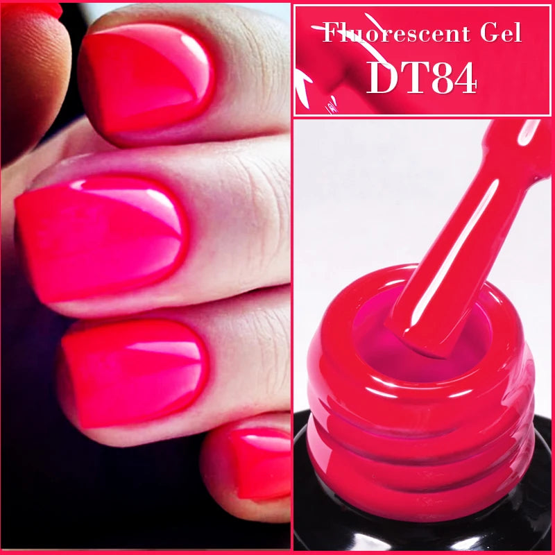 MEET ACROSS 7ml Orange Red Green Gel Nail Polish Laser Sparkly Soak Off Semi Permanent Nail Art UV Gel Varnish For Nails