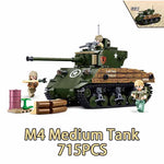 Military ww2 Cannon Assault Armored Vehicle Battle Tank Car Truck Army Weapon Building Blocks Sets Model King Kids Toys Gift