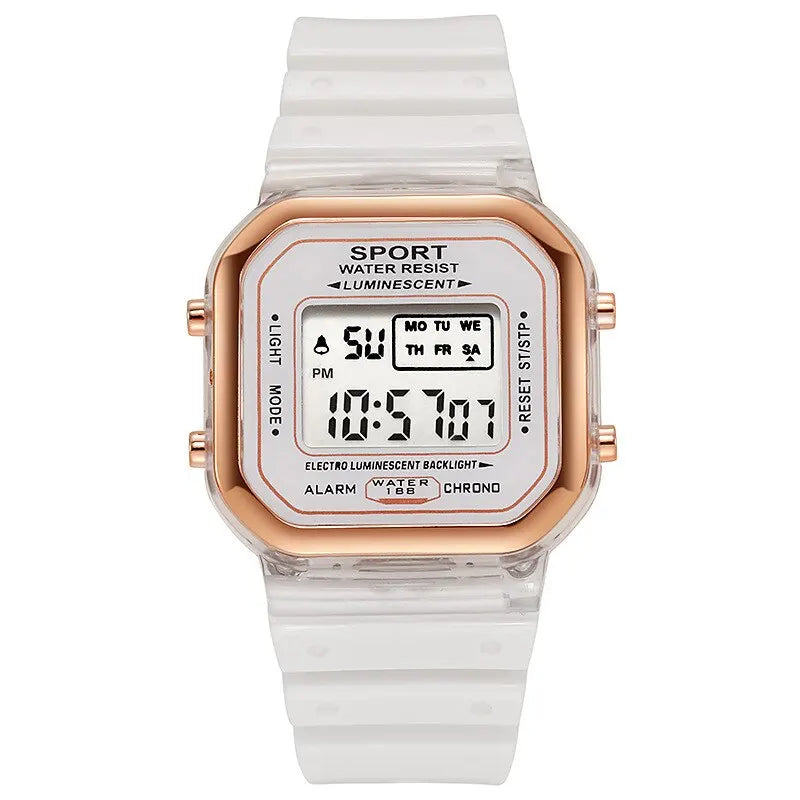 New Fashion Digital Student Transparent Electronic Watch Candy Multicolor LED Women Men Sports Waterproof Watches Clock Gift