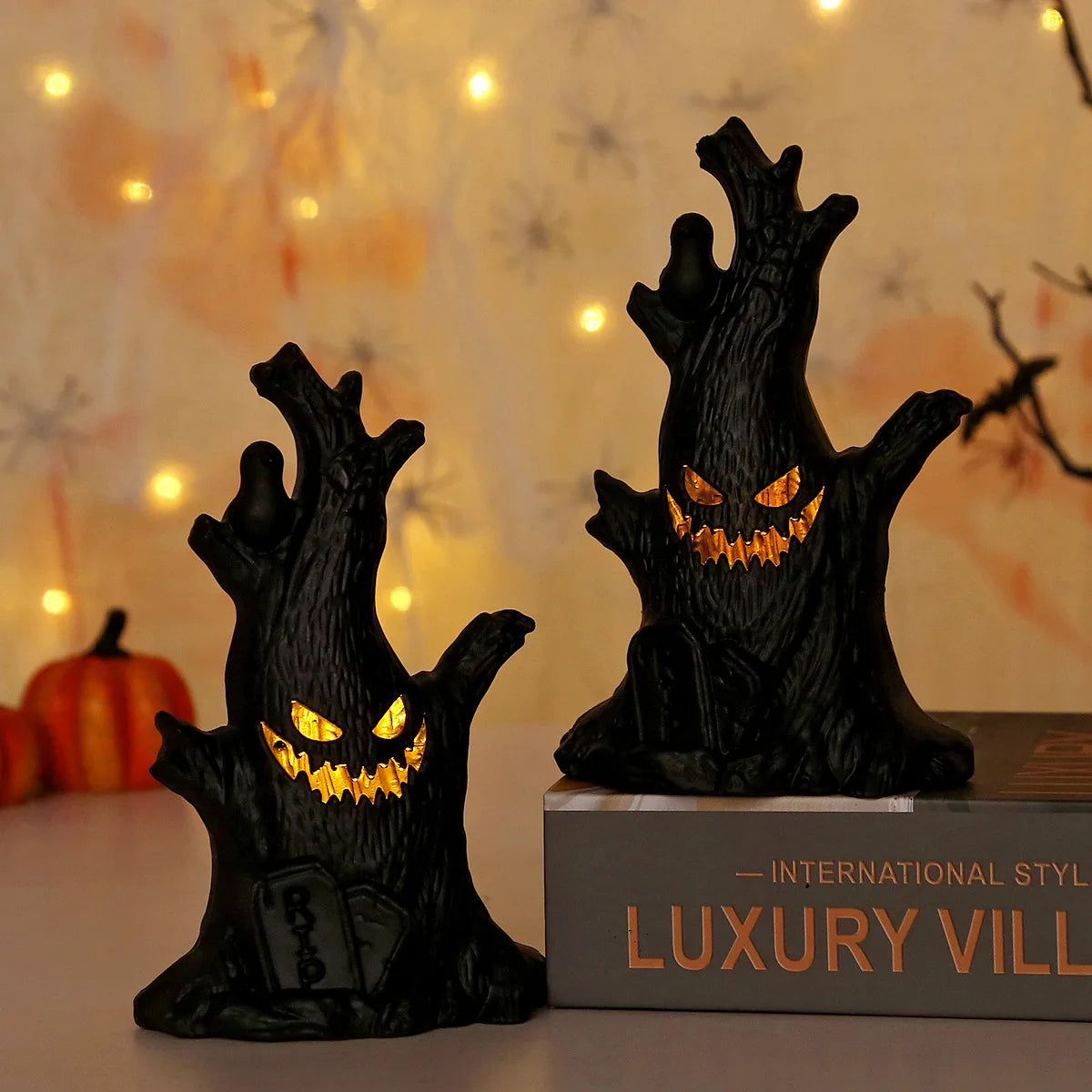 Halloween Decoration Ghost Tree Led Night Glow Ghost Lantern Ghost Face Tree Stump Lantern Festival Atmosphere Horror Decoration