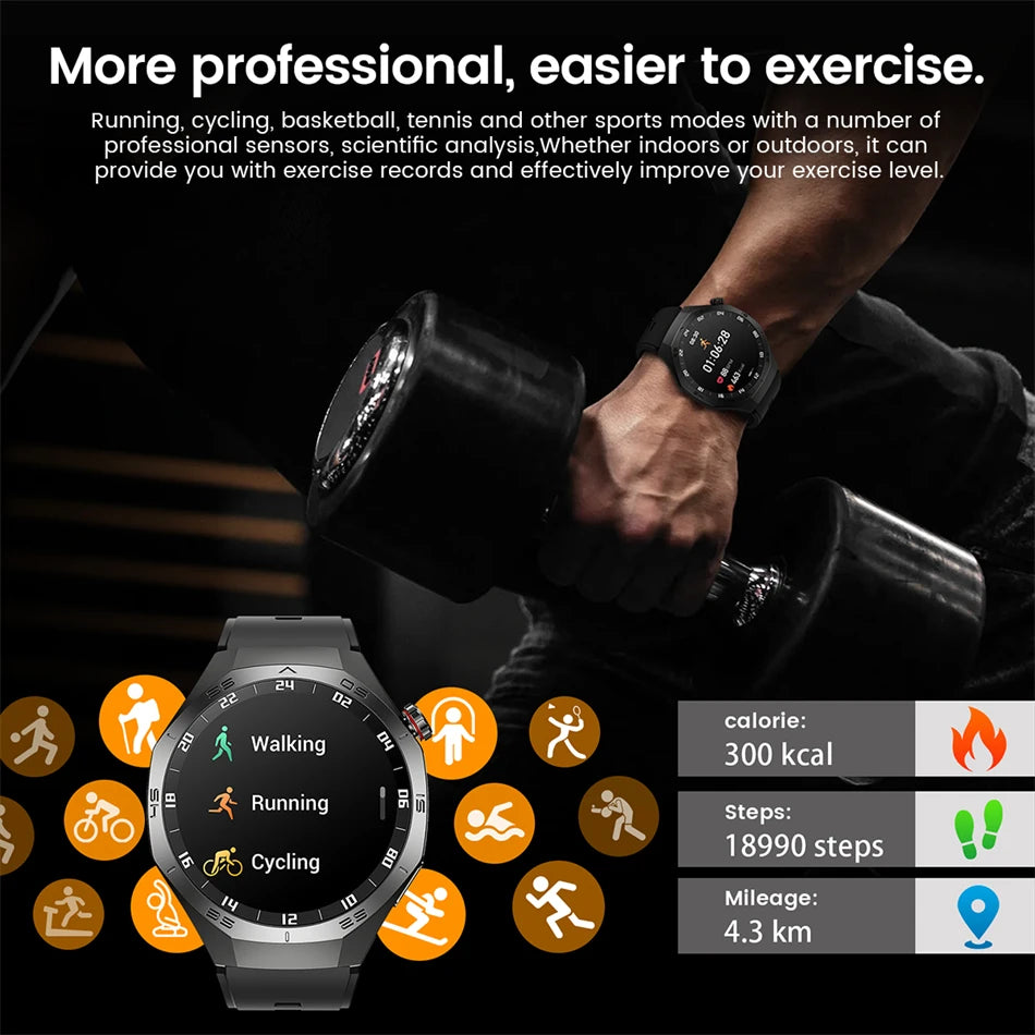 For HUAWEI GT5 Pro Smartwatch Men 360*360 HD AMOLED Screen GPS Motion Track Heart Rate Bluetooth Call IP68 Waterproof Smartwatch
