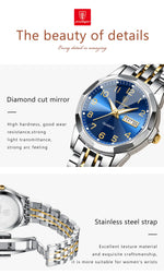 POEDAGAR Fashion Ladies Watch Waterproof Luminous Date Week Watch for Woman High Quality Stainless Steel Women's Quartz Watches