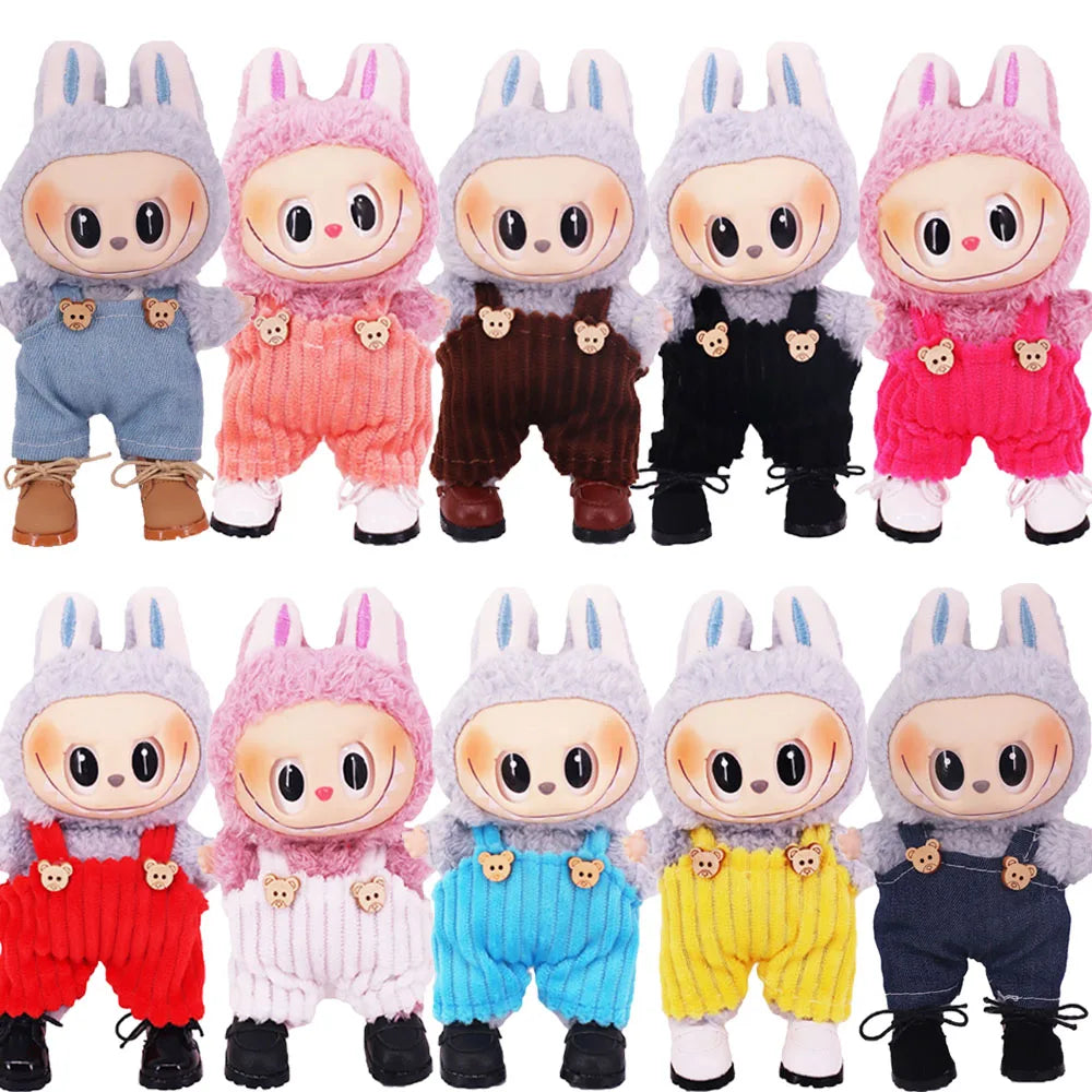 3.8cm Doll Shoes Solid Color Pop Lace up Canvas Shoe PU Shoes For 17cm Labubu Doll Clothes Accessories,Girl's Toys Clothing Gift