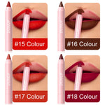 18-Colors Lipstick Pencil Waterproof Sexy Red Matte Contour Tint Lipstick Lasting Non-stick Cup Lipliner Pen Lip Makeup Cosmetic