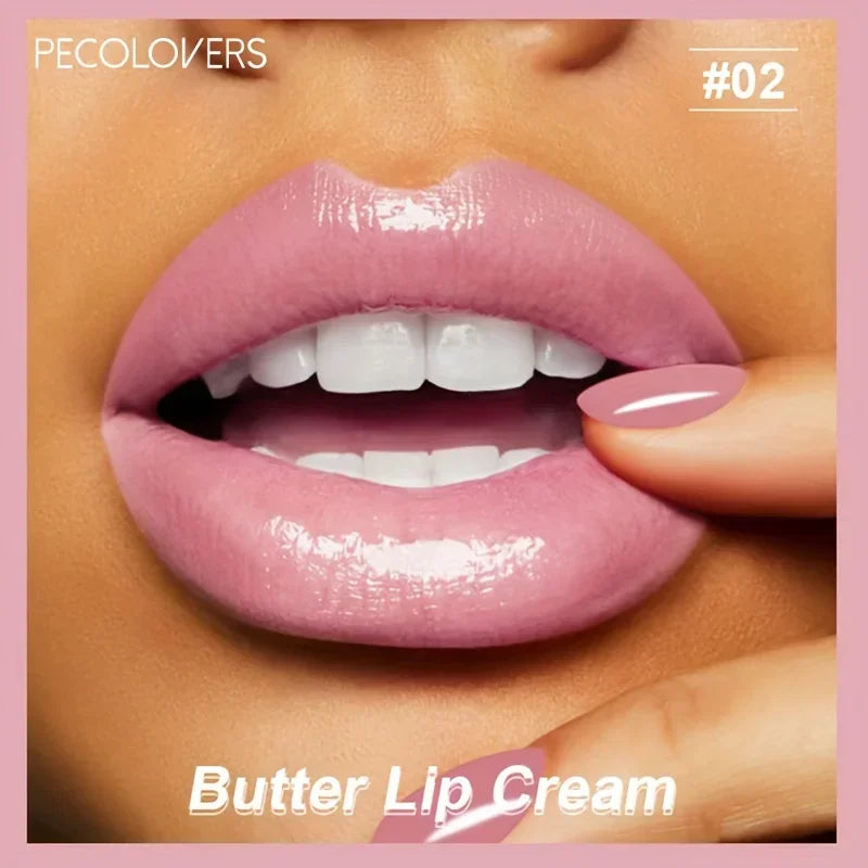 1PC Butter Gloss Non-Sticky Lip Gloss Long Lasting Nude Lip Makeup Hydrating Lip Gloss with Essential Oil Liquid Lipstick