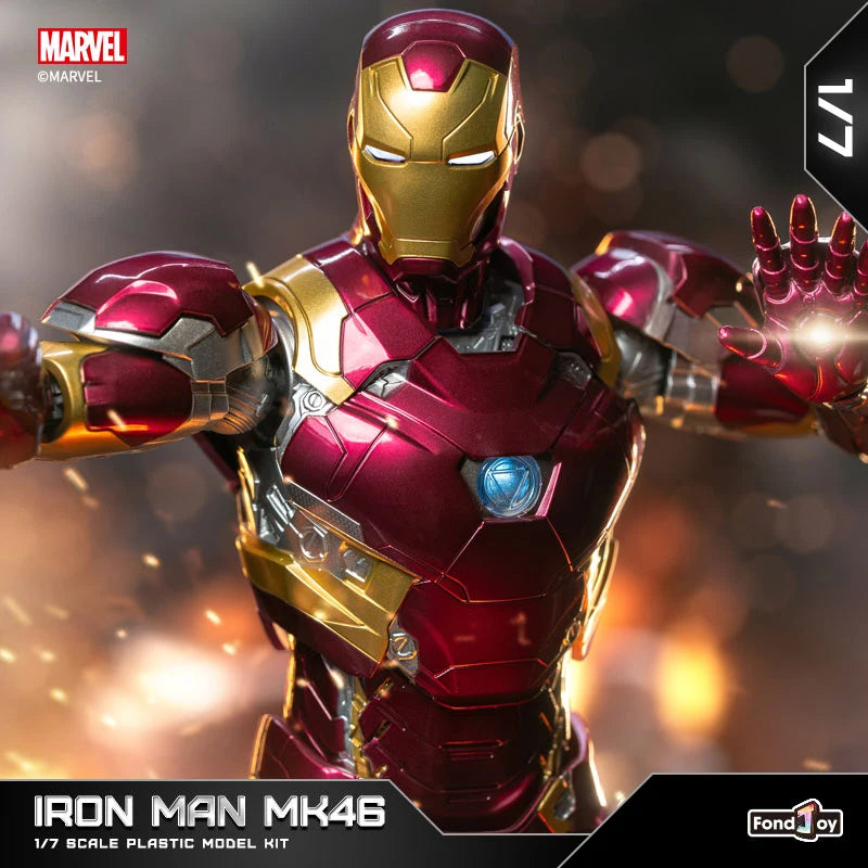 Marvel Iron Man MK46 Assembled Model 10in 1/7 scale Action Figures Reactors can emit light Collect Ornament Boy Toy Gift