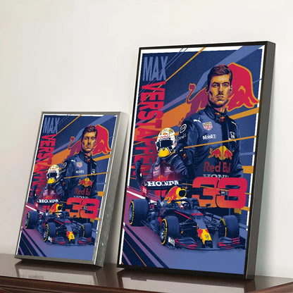 1pc F1 M-Max Verstappen Poster Self-adhesive Art Waterproof Paper Sticker Coffee House Bar Room Wall Decor
