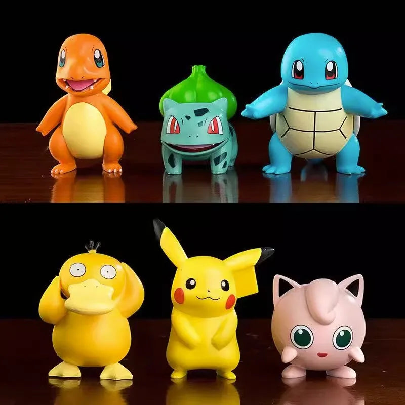 Pokemon Figures Set 6PCS Pikachu Charmander Bulbasaur Squirtle Kawaii Collectible Dolls Toys for Kids Gift