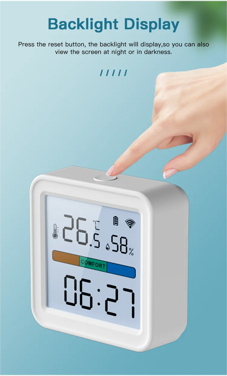 Tuya WIFI Temperature Humidity Sensor Hygrometer Thermometer Smart Home Backlight Smart Life Support Alexa Google Assistant