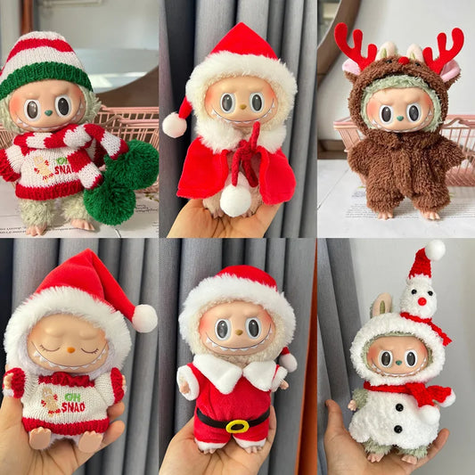 17cm LABUBU Christmas Santa Outfit - Gen1-3 Doll Clothes Set for Vinyl Figures, Festive Santa Costume with Accessories