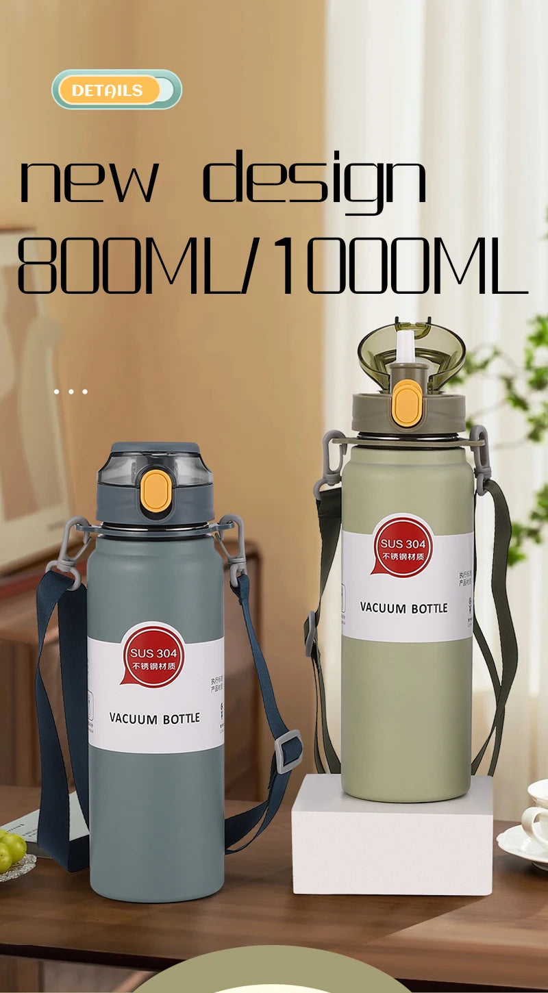 Stainless Steel Thermo Bottle Thermal Water Bottle Large Capacity Tumbler Portable Cold Hot Drinks Thermos Cup Fitness Cold Hot