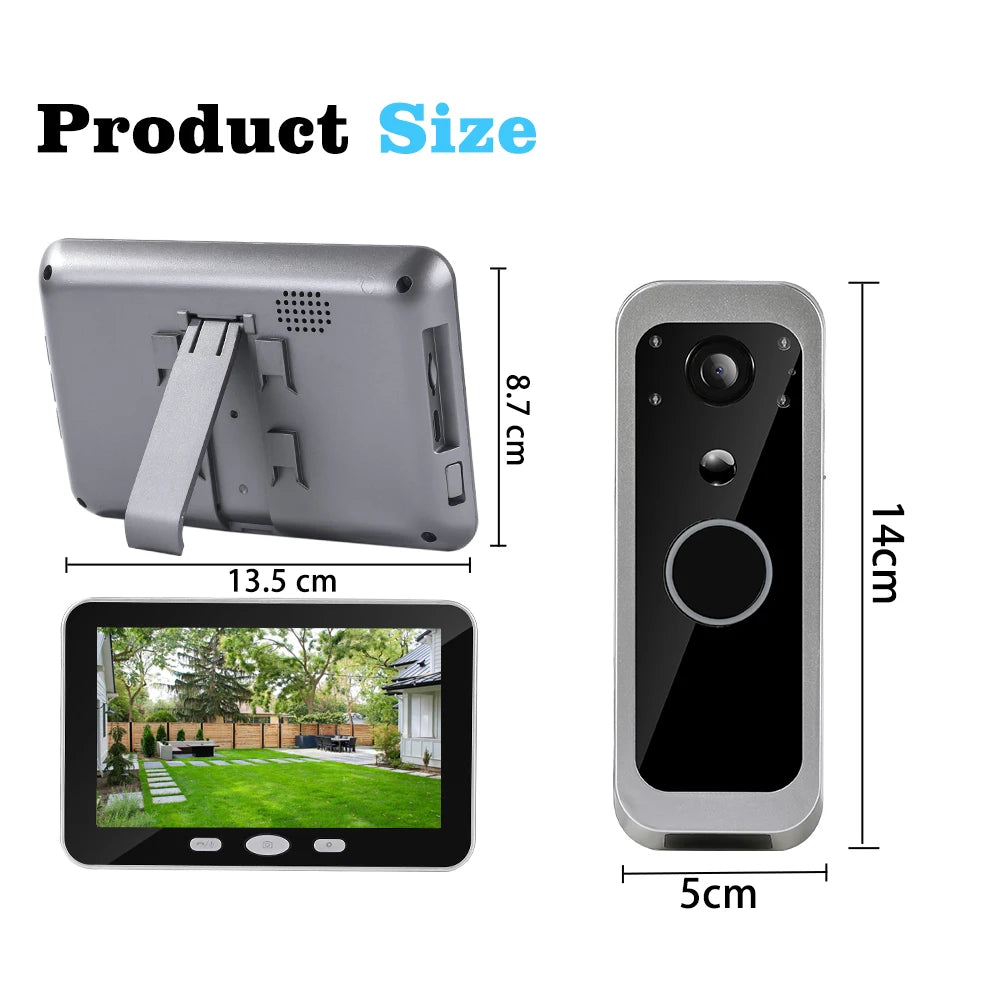 Smart Home Security Ring bell Video Intercom 1080P Motion Detect Tuya Video Doorbell With 5 inch Screen