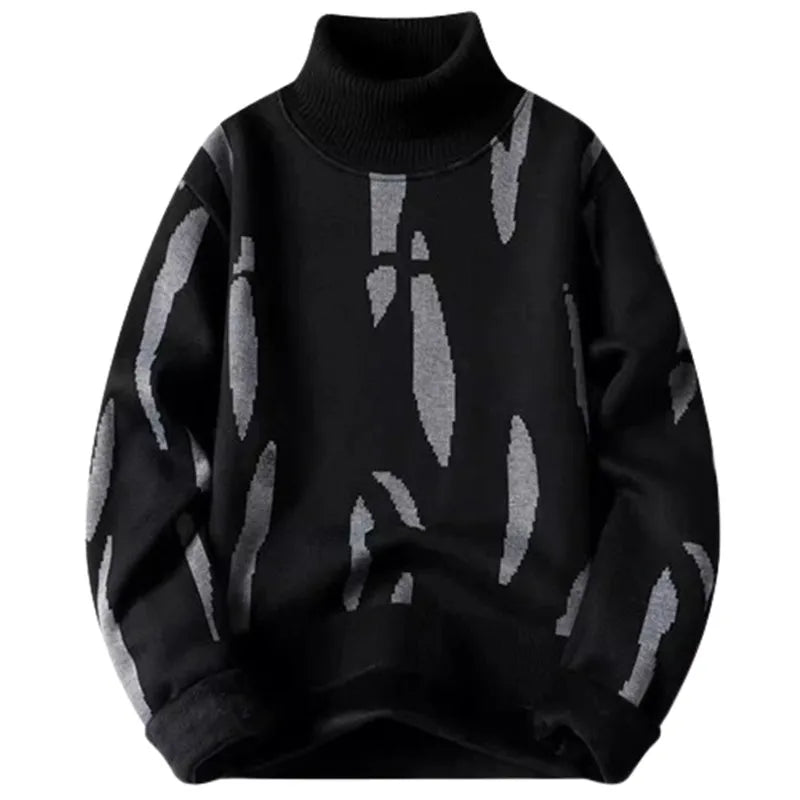 Men's Winter Turtleneck Sweater Knit Fleece Warm Pullovers Men Fashion Slim Fit Knitted Turtleneck Pullover Sweaters Casual Tops