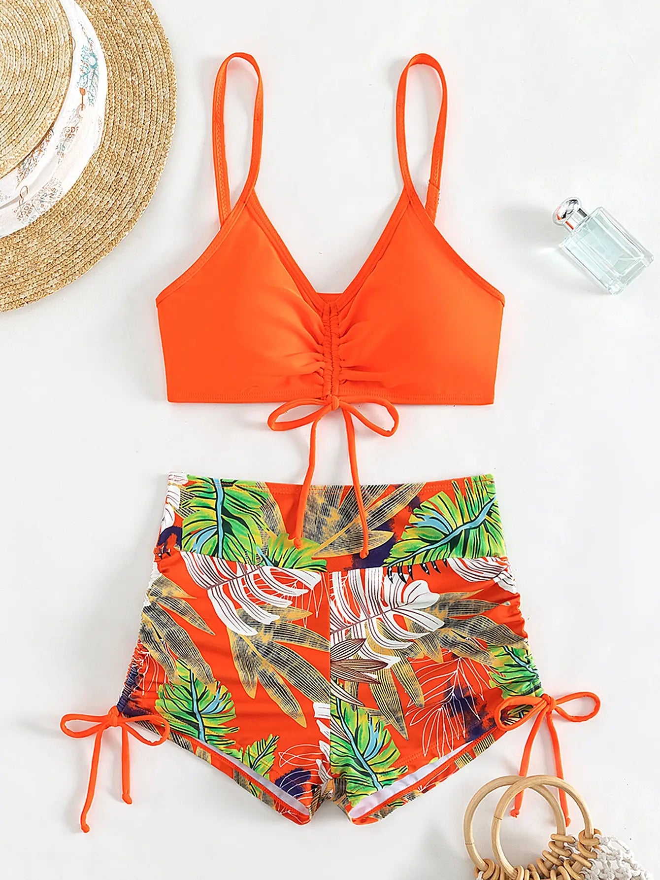 Bikiniset met hoge taille en trekkoord aan de voorkant (2025) - Damesbadkleding en strandkleding